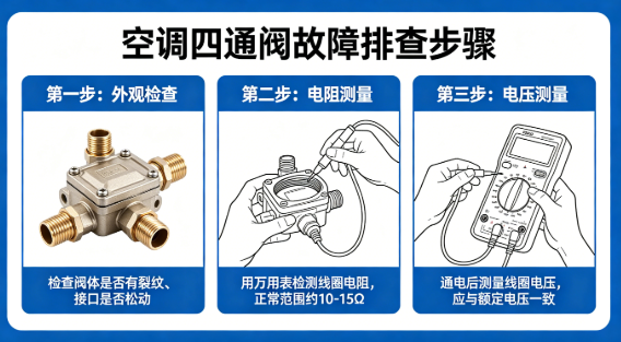 空調四通換向閥線圈，失靈快速故障排查方法