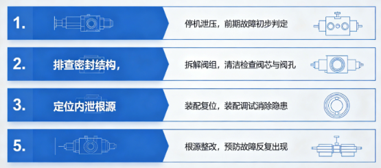 多路換向閥閥芯卡頓內泄故障檢修方法
